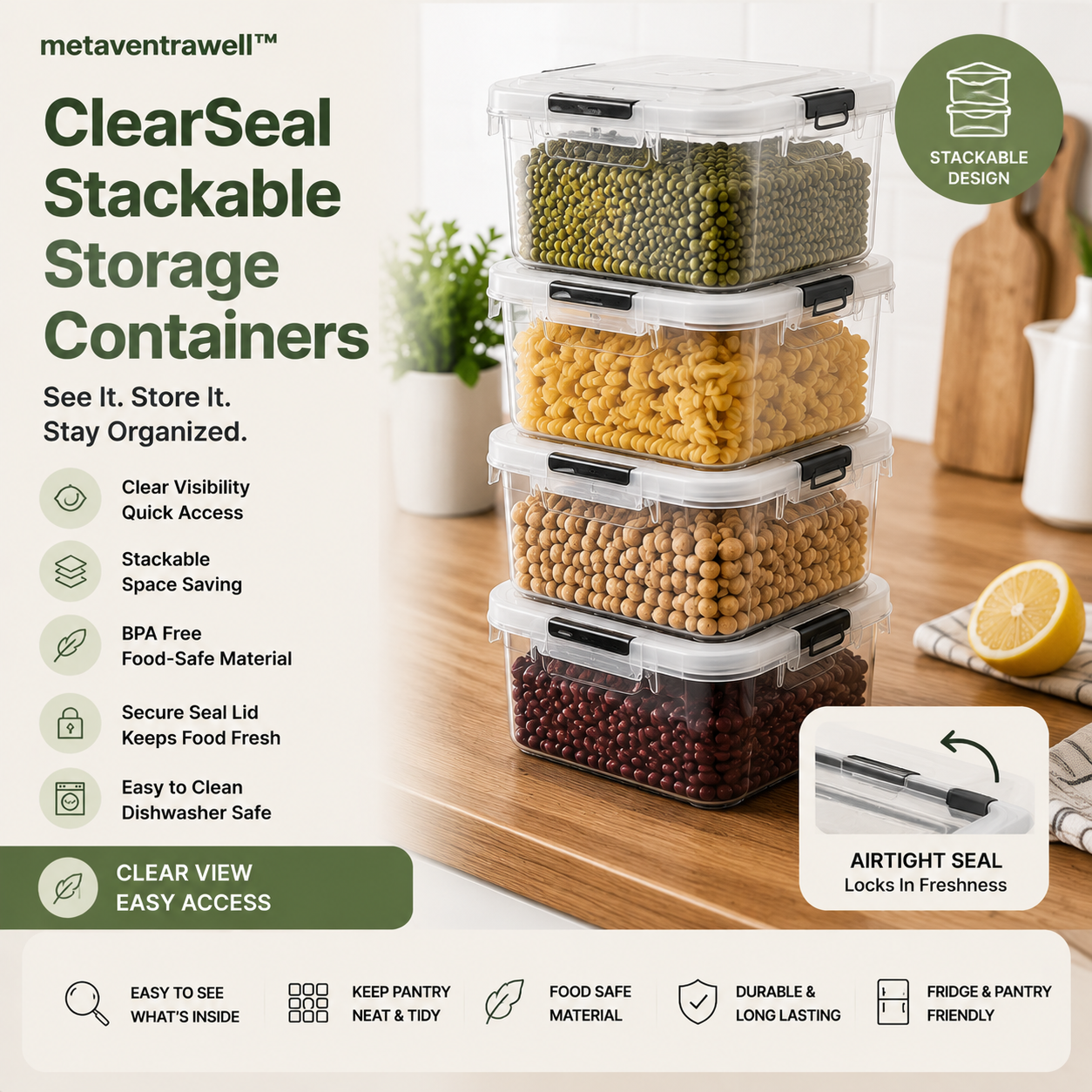 metaventrawell™ ClearSeal Stackable Storage Containers