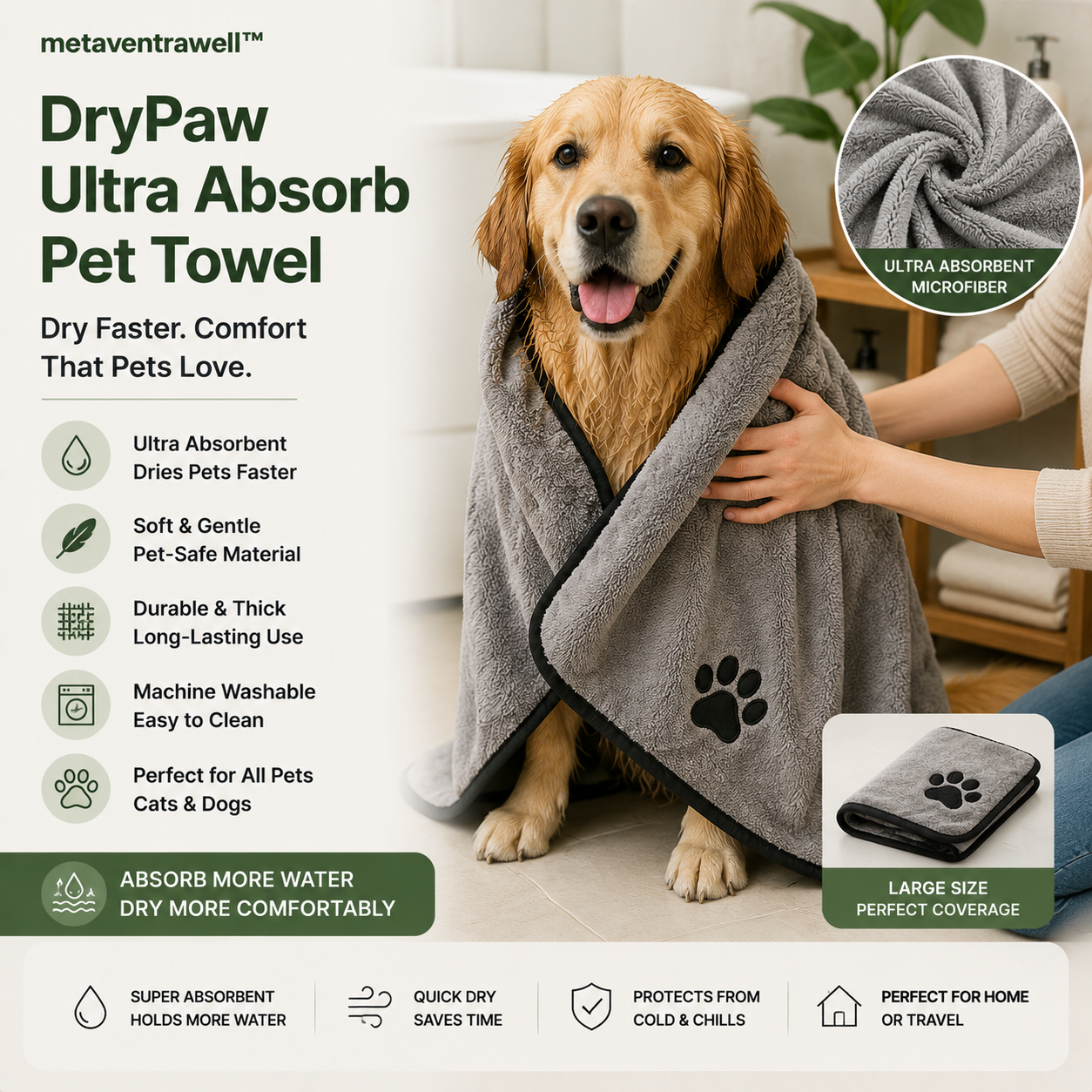 metaventrawell™ DryPaw Ultra Absorb Pet Towel